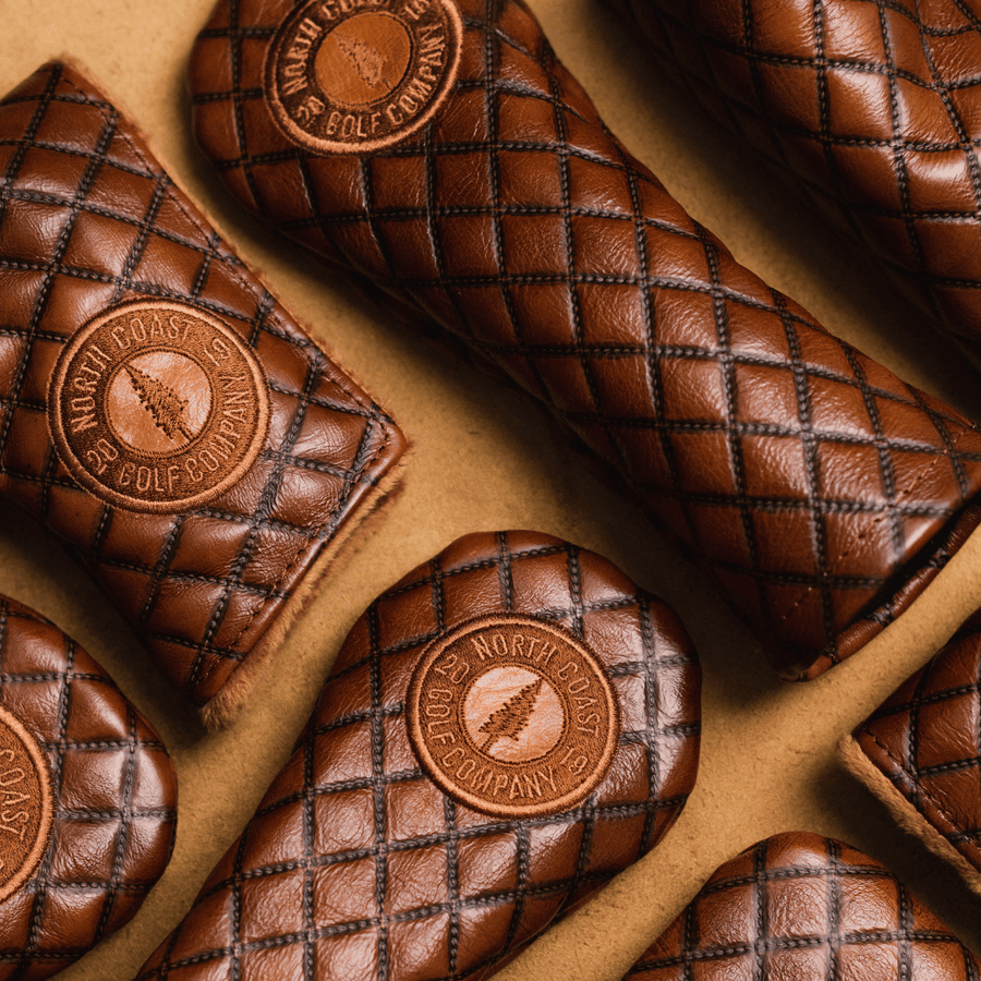 Cognac Diamond-Stitched Leather Headcovers