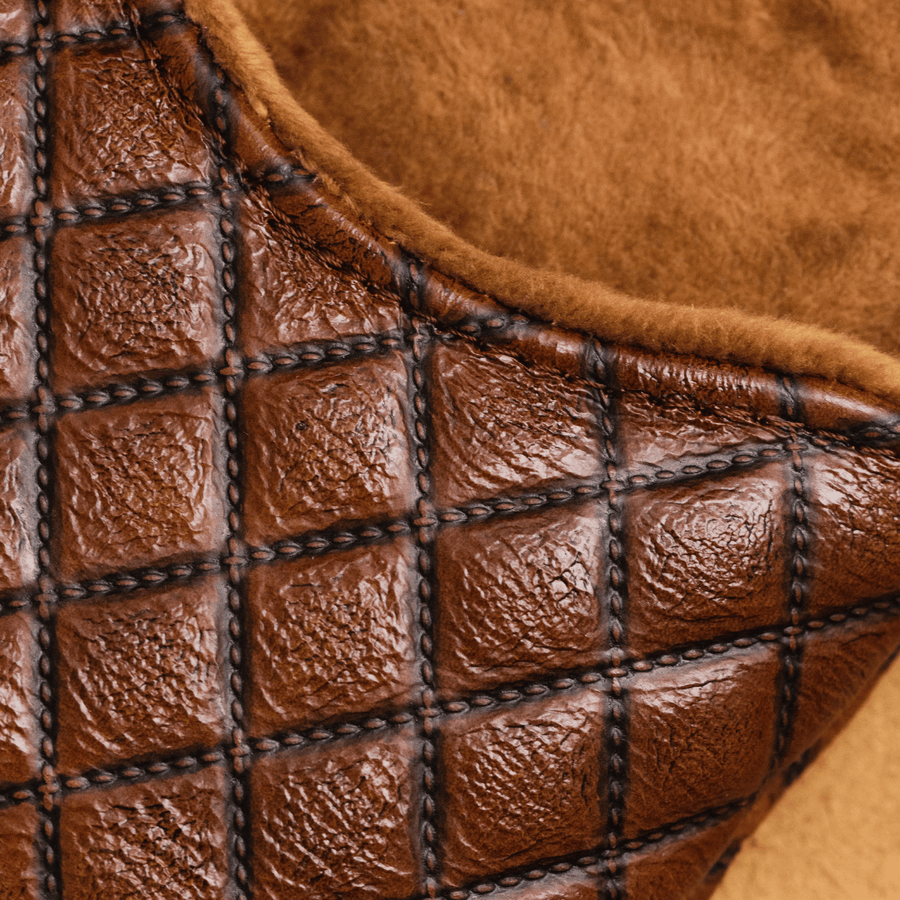 Cognac Diamond-Stitched Leather Headcovers