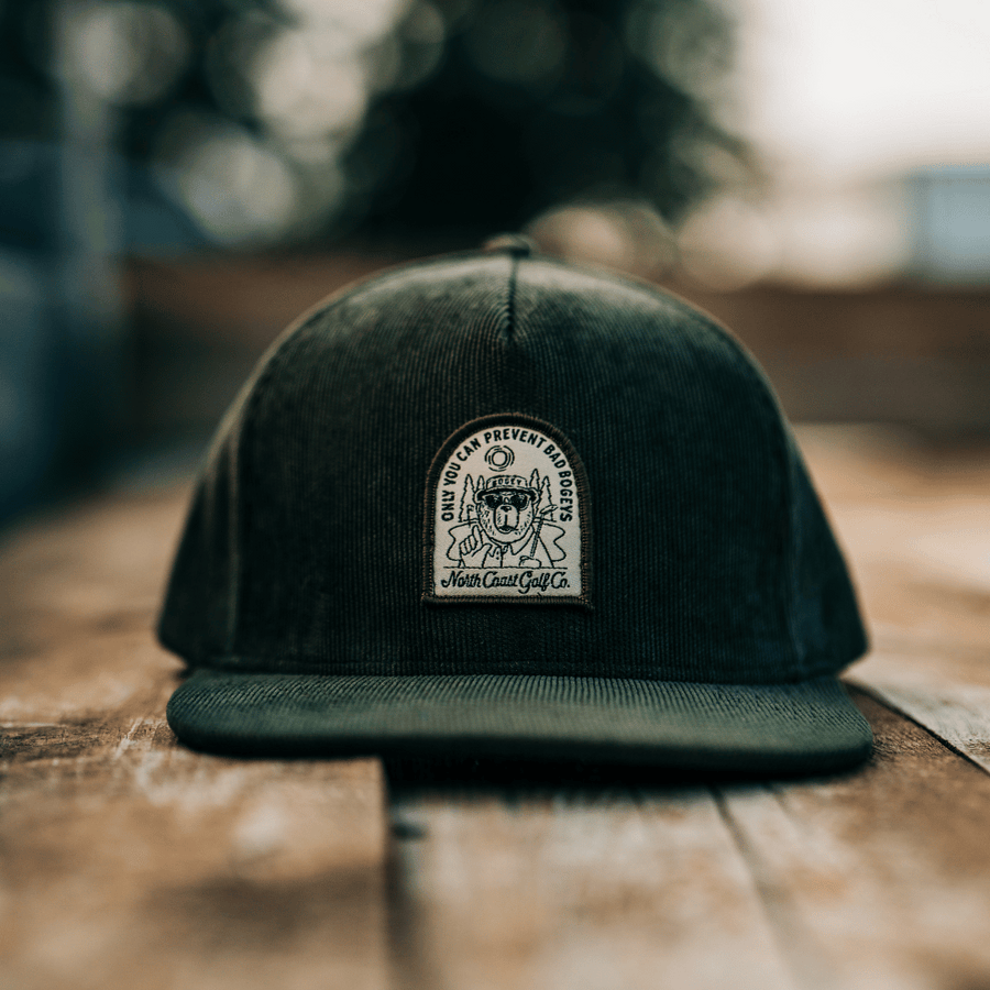 Mountain-Tree Printed Label 5 Panel Vintage Cap with Rope Natural and Black